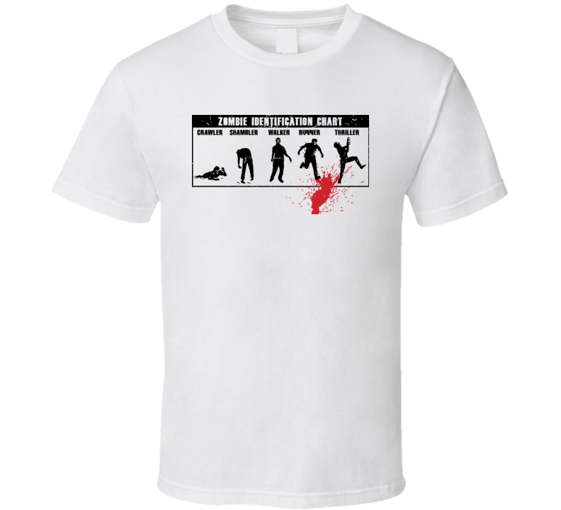 Zombie Identification Chart Crawler Shambler Walker Running Thriller T Shirt