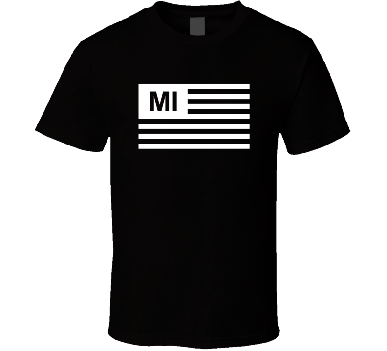 American Flag Michigan MI Country Flag Black And White T Shirt