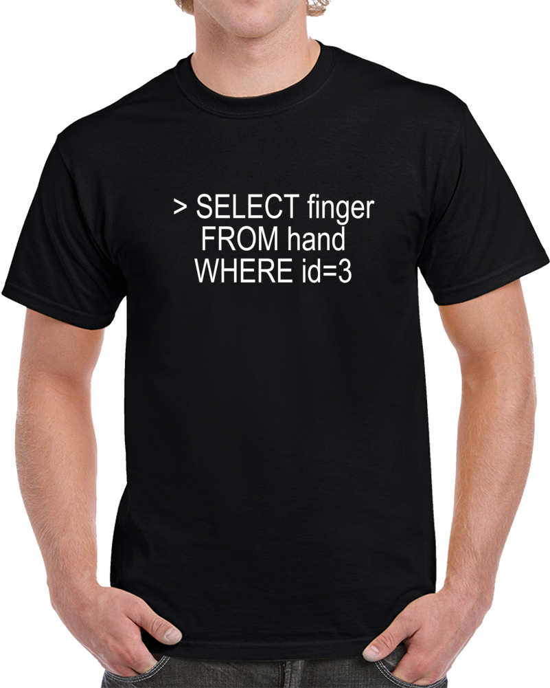Mysql Select Finger From Hand Where Id 3 Clever T Shirt