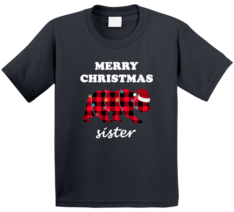 Sister Bear Christmas Lights Plaid Bear Custom T Shirt