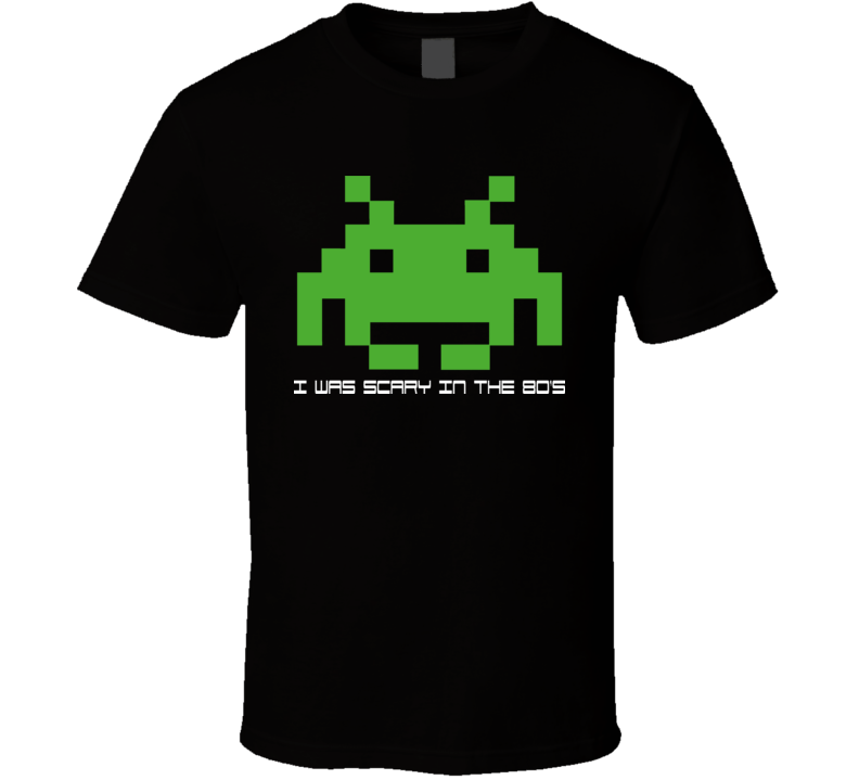 Space Invaders Alien Game Green Face T Shirt