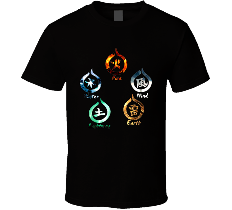5 Elements Fire Water Earth Wind Lightning T Shirt
