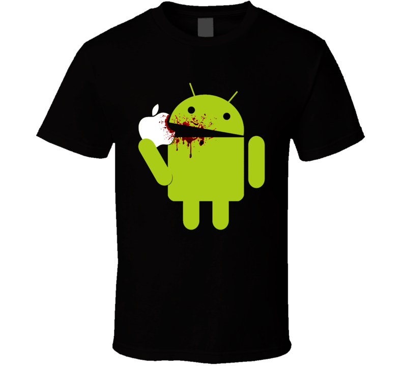 android eating apple shirt
