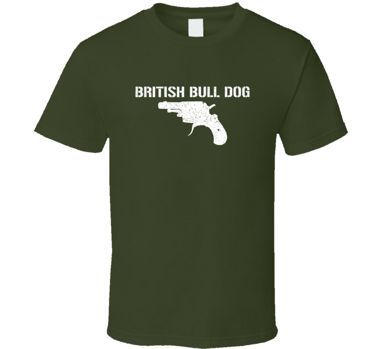 British Bull Dog Revolver Military Distressed T Shirt British Bull Dog Revolver Military Distressed T Shirt
