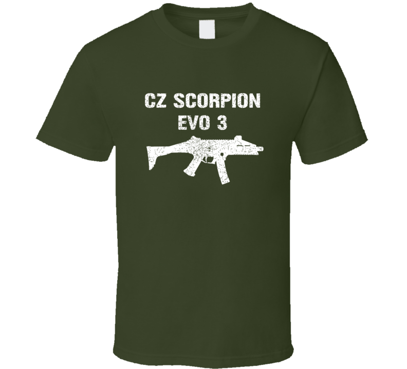 Cz Scorpion Evo 3 Submachine Gun Military Distressed T Shirt Cz Scorpion Evo 3 Submachine Gun Military Distressed T Shirt
