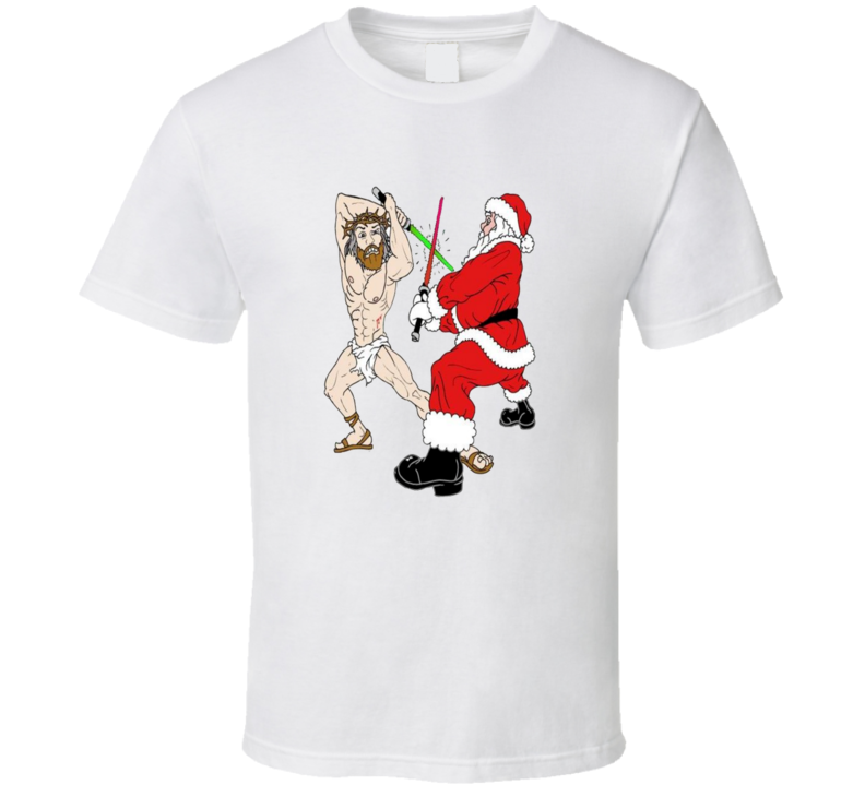Jesus And Santa Fighting Funny Christmas Shirt Jesus And Santa Fighting Funny Christmas Shirt