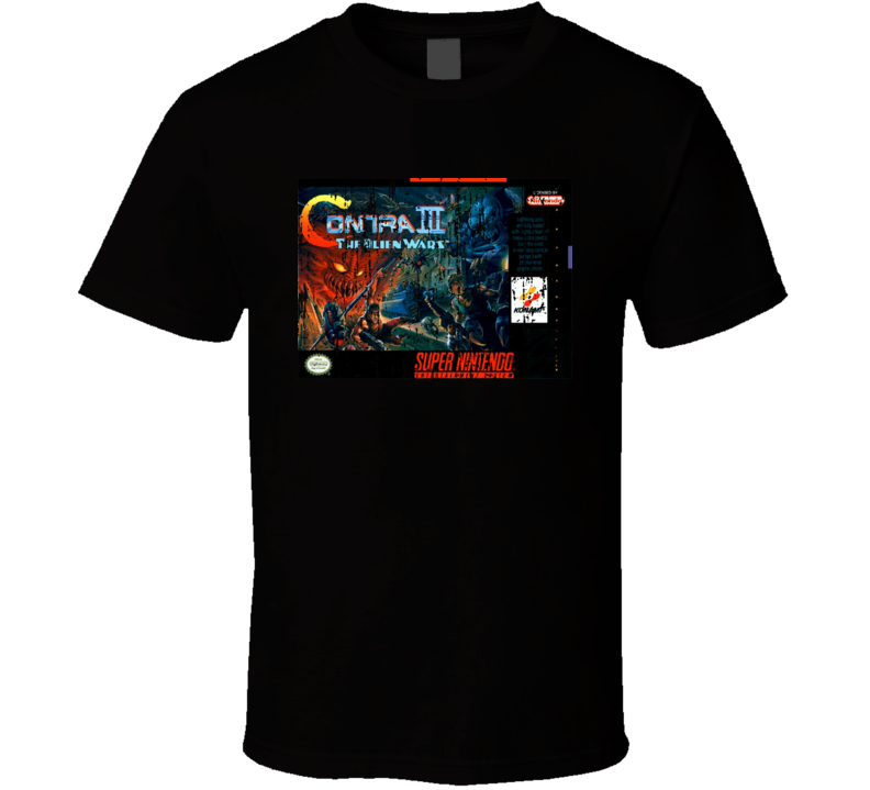 Contra III The Alien Wars Nintendo Video Game Box Cool T Shirt Contra III The Alien Wars Nintendo Video Game Box Cool T Shirt