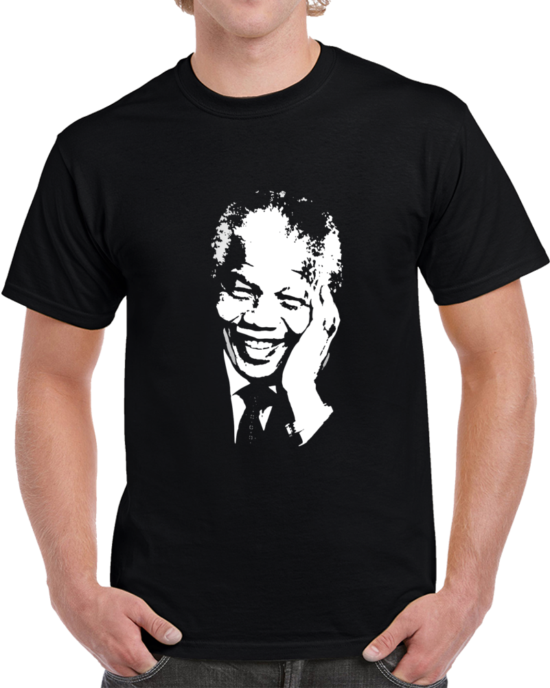 Nelson Mandela Trace Black and White Tribute RIP T Shirt