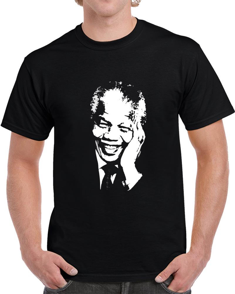 Nelson Mandela Trace Black and White Tribute RIP T Shirt Nelson Mandela Trace Black and White Tribute RIP T Shirt