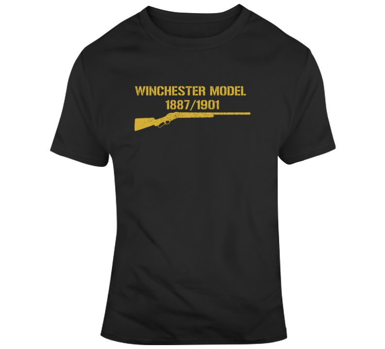 Winchester Model 18871901 Shotgun Military Distressed Gold T Shirt