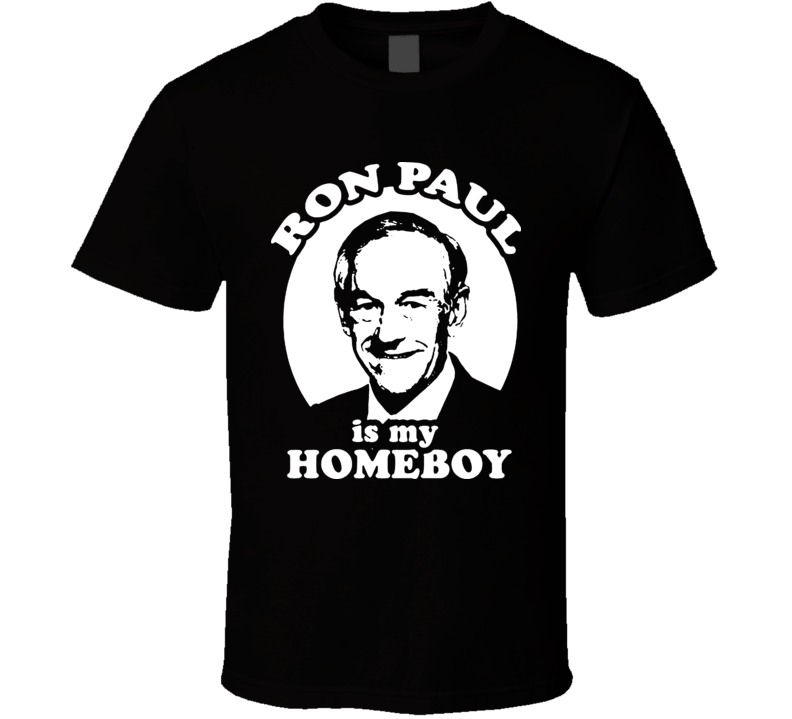 Ron Paul Is My Homeboy Crest Black T Shirt