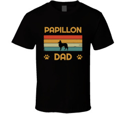 Papillon Dad T Shirt Popular Dog Breed Fathers Day Gift Present For Men