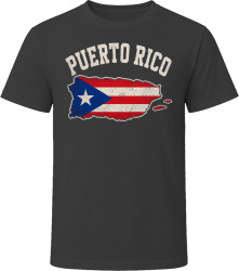 Puerto Rico Map with Flag Travel Enthusiast Gift T Shirt