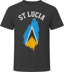 St Lucia Map with Flag Stylish Travel Souvenir T Shirt