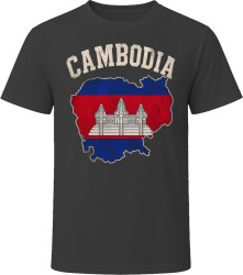 Cambodia Flag Map Stylish Tourist Gift T Shirt