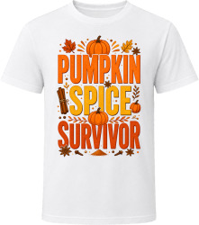 Pumpkin Spice Survivor. Funny Thanksgiving Text T Shirt
