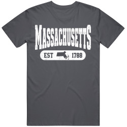 MASSACHUSETTS Collegiate Arch. Vintage Varsity Athletic State Pride T Shirt