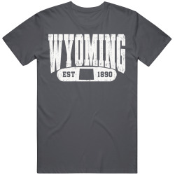 WYOMING Collegiate Arch. Vintage Varsity Athletic State Pride T Shirt