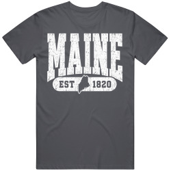 MAINE Collegiate Arch. Vintage Varsity Athletic State Pride T Shirt