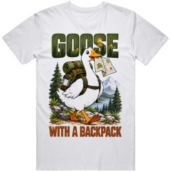 Goose with a Backpack. Traveler's Humor T Shirt