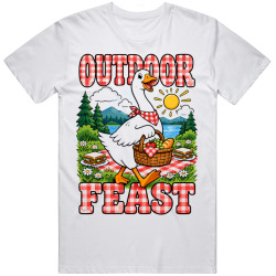 Goose with a Picnic Basket. Outdoor Feast T Shirt