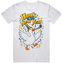 Goose with a New Year’s Horn. Celebration Fun T Shirt