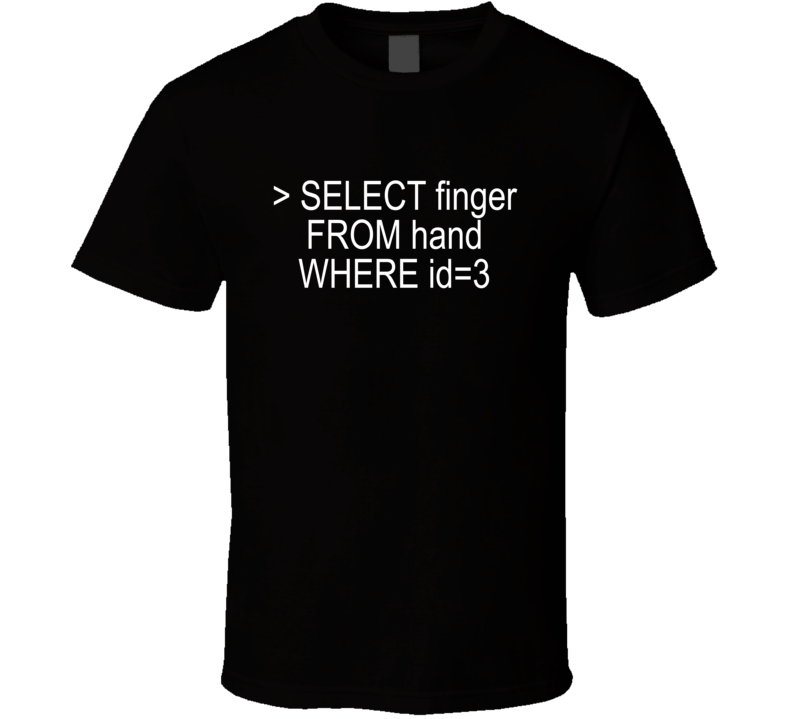 Mysql Select Finger From Hand Where Id 3 Funny T Shirt Mysql Select Finger From Hand Where Id 3 Funny T Shirt