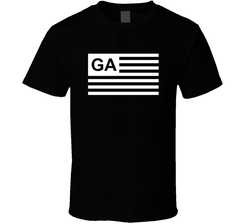American Flag Georgia GA Country Flag Black And White T Shirt