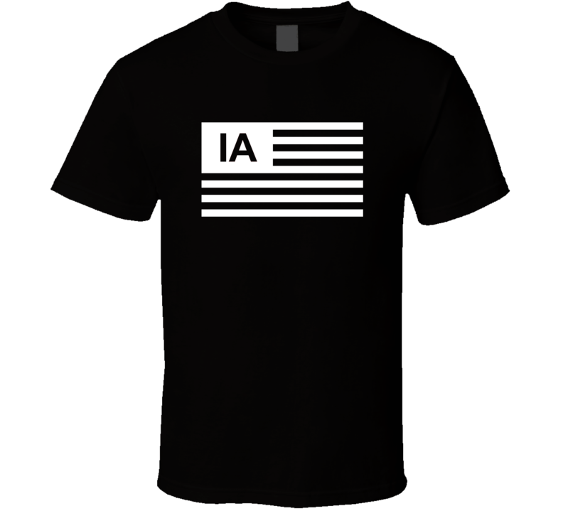 American Flag Iowa IA Country Flag Black And White T Shirt