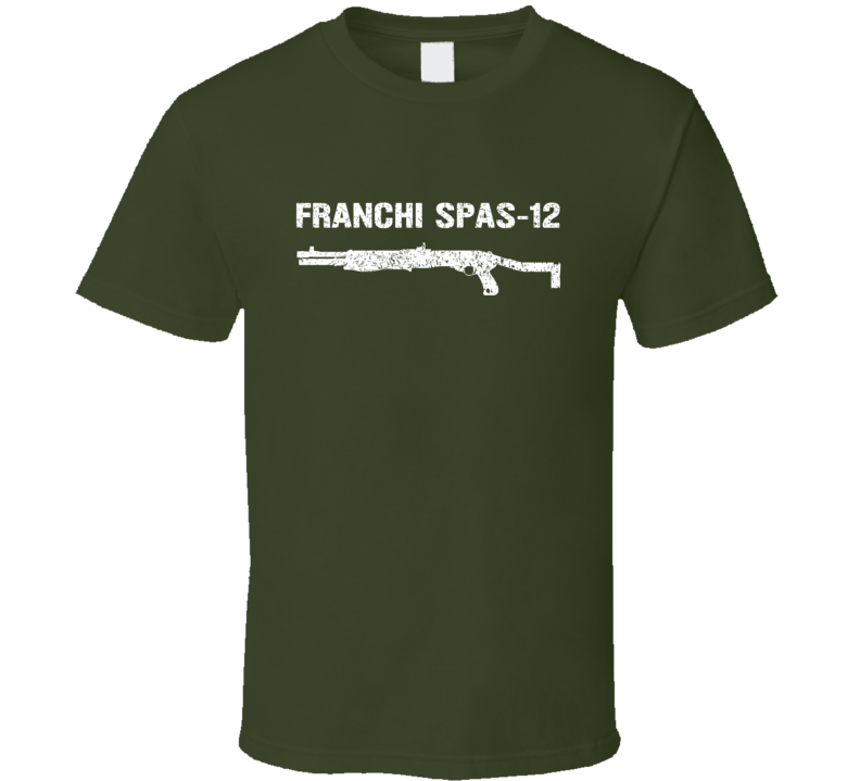 Franchi Spas12 Shotgun Military Distressed T Shirt Franchi Spas12 Shotgun Military Distressed T Shirt