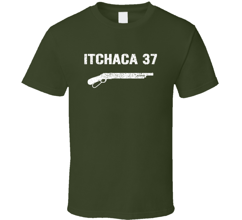 Ithaca 37 Shotgun Military Distressed T Shirt Ithaca 37 Shotgun Military Distressed T Shirt