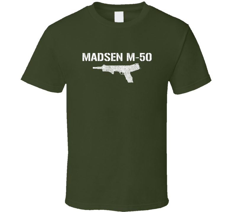 Madsen M50 Shotgun Military Distressed T Shirt Madsen M50 Shotgun Military Distressed T Shirt