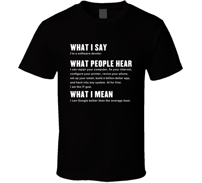 I'm A Software Developer Funny Programmer Geek T Shirt 