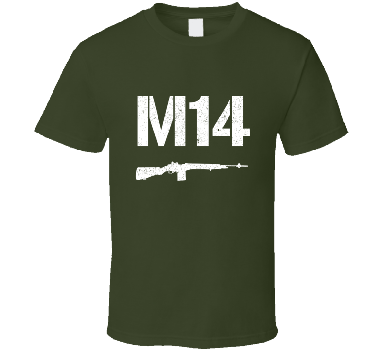M14 Rifle Military Distressed Gun T Shirt