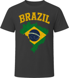 Brazil Map with Flag Vibrant Travel Souvenir T Shirt