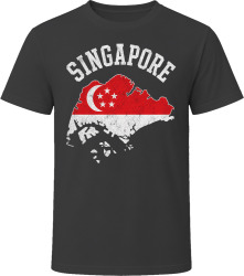 Singapore Map with Flag Bold Tourist Gift T Shirt