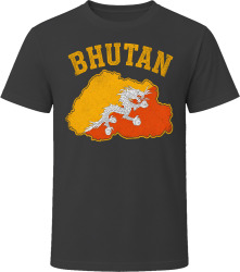 Bhutan Map with Flag Stylish Travel Souvenir T Shirt