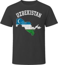 Uzbekistan Flag Map Stylish Travel Enthusiast T Shirt