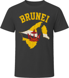 Brunei Flag Map Bold Travel Enthusiast T Shirt