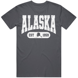 ALASKA Collegiate Arch. Vintage Varsity Athletic State Pride T Shirt