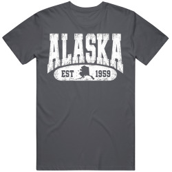 ALASKA Collegiate Arch. Vintage Varsity Athletic State Pride T Shirt
