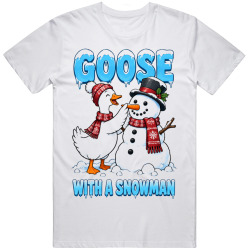 Goose with a Snowman. Winter Fun T Shirt