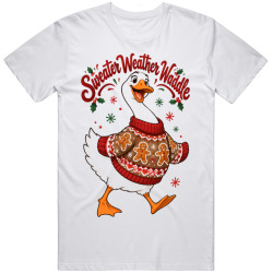 Goose with a Gingerbread Sweater. Holiday Humor T Shirt