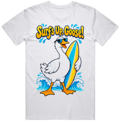 Goose with a Surfboard. Beach Vibes T Shirt