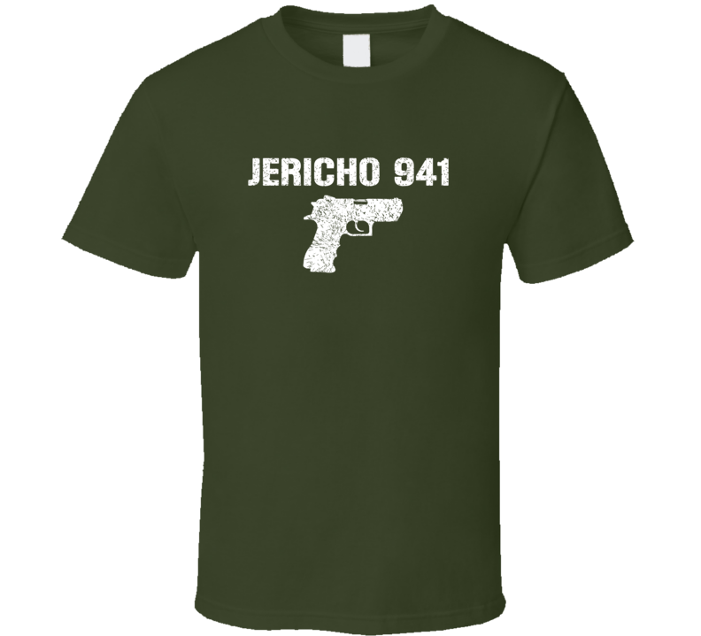 Jericho 941 Pistol Military Distressed T Shirt Jericho 941 Pistol Military Distressed T Shirt