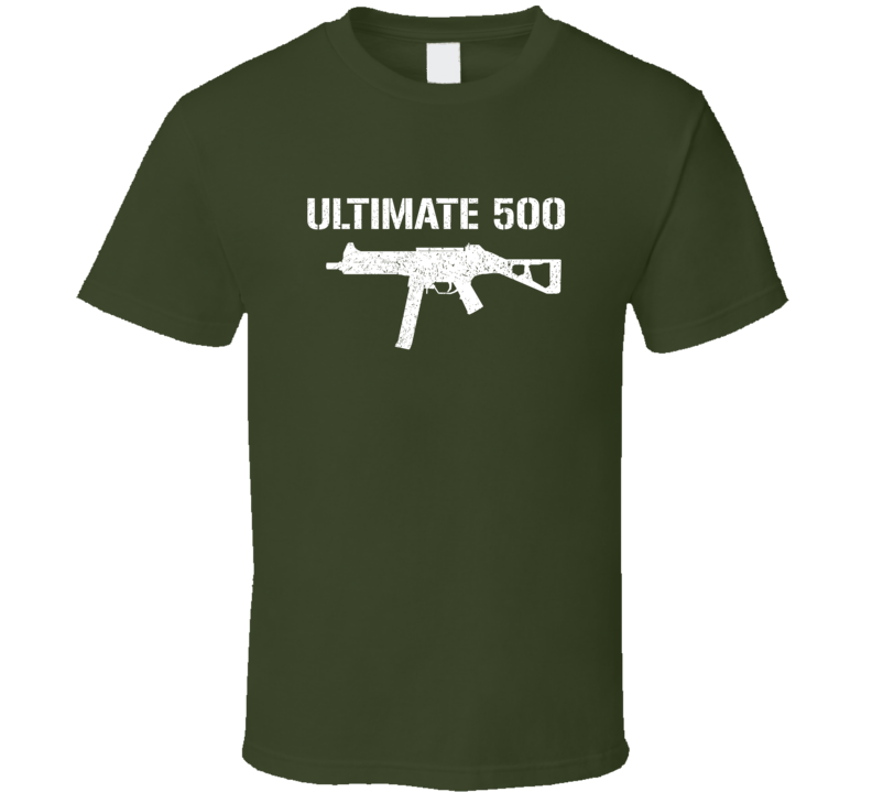 Ultimate 500 Submachine Gun Military Distressed T Shirt Ultimate 500 Submachine Gun Military Distressed T Shirt
