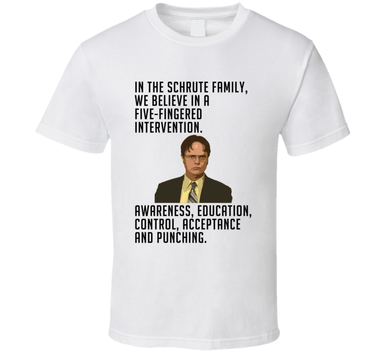 Dwight Schrute Five Fingered Intervention Punching The Office Funny T Shirt