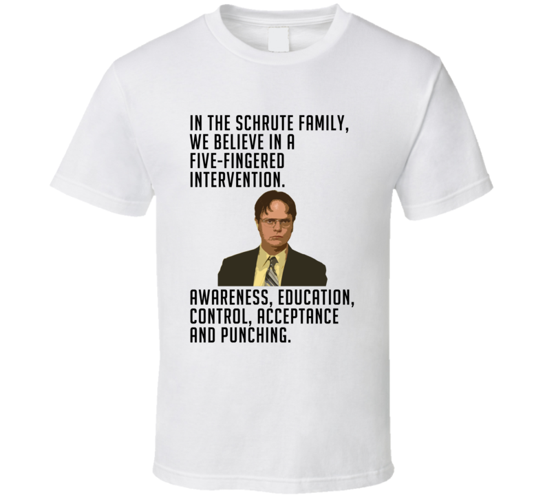 Dwight Schrute Five Fingered Intervention Punching The Office Funny T Shirt 