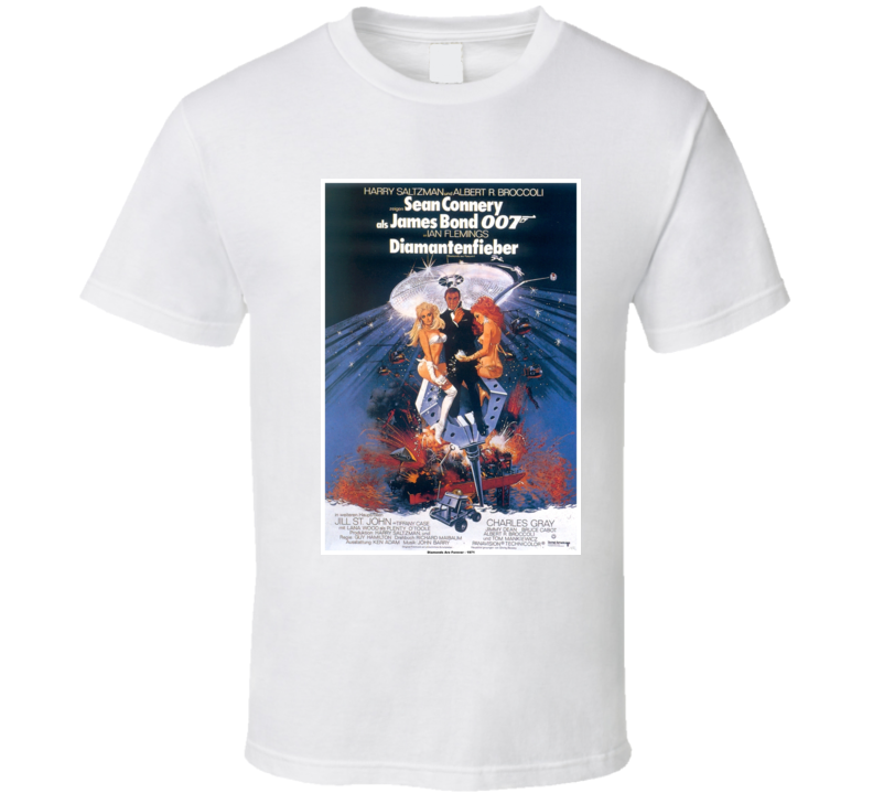 Diamonds Are Forever 1973 007 Movie Cover  T Shirt