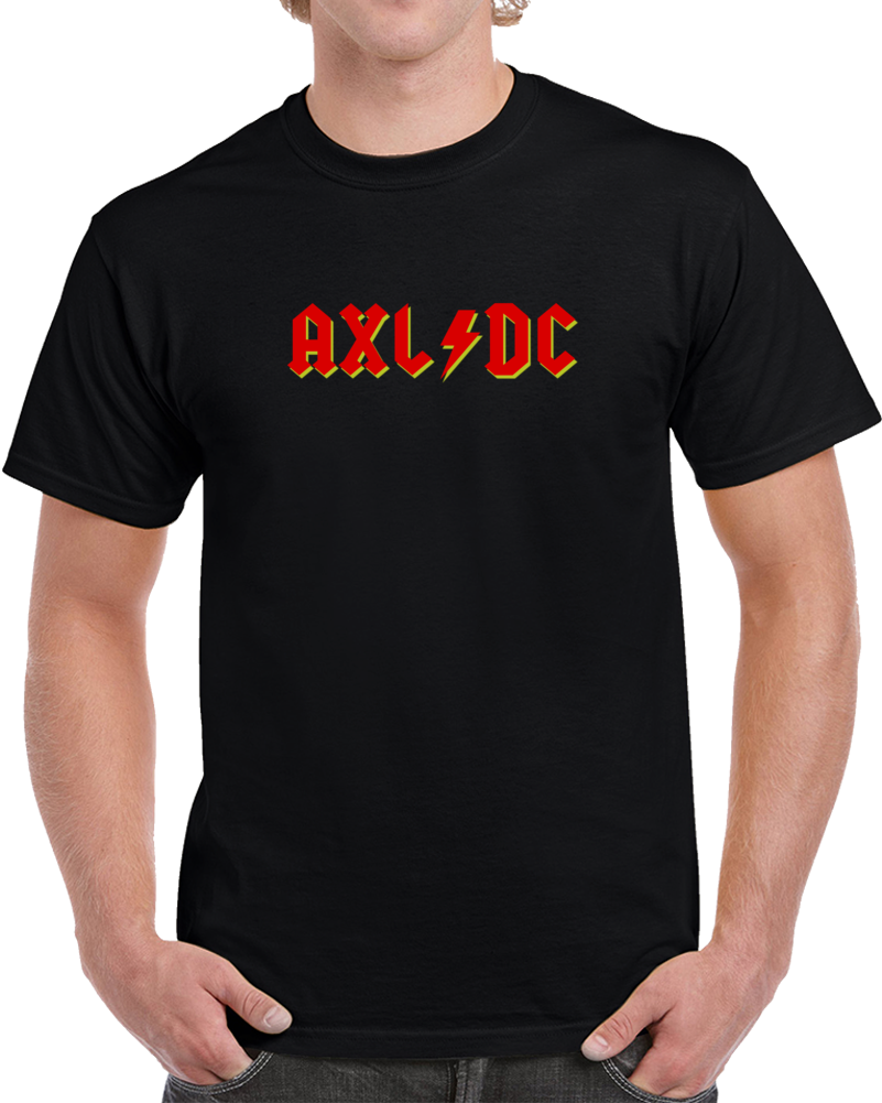 AXL/DC Lightning Bolt With Yellow Band Collaboration Music T Shirt AXL/DC Lightning Bolt With Yellow Band Collaboration Music T Shirt